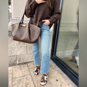 Sam Edelman Cow Print Slip-On Mules in White and Brown